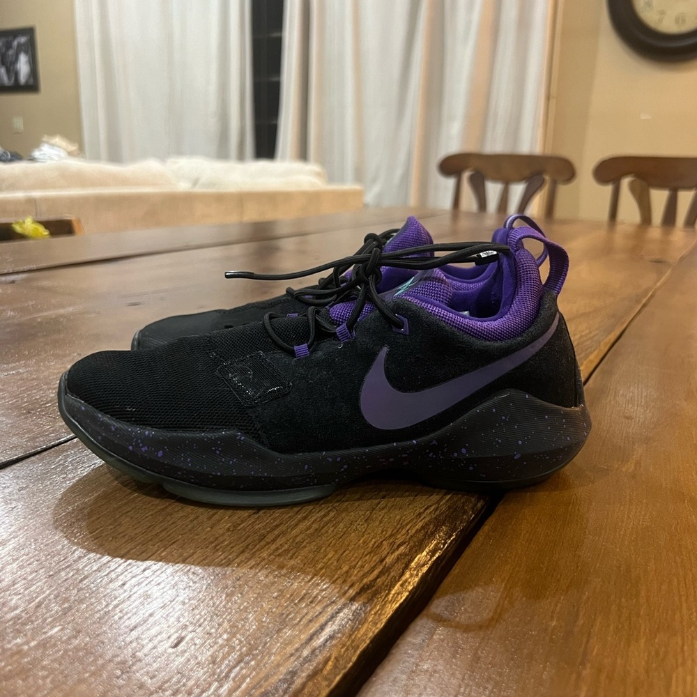 PG Nike Black and Purple Sneakers 7Y